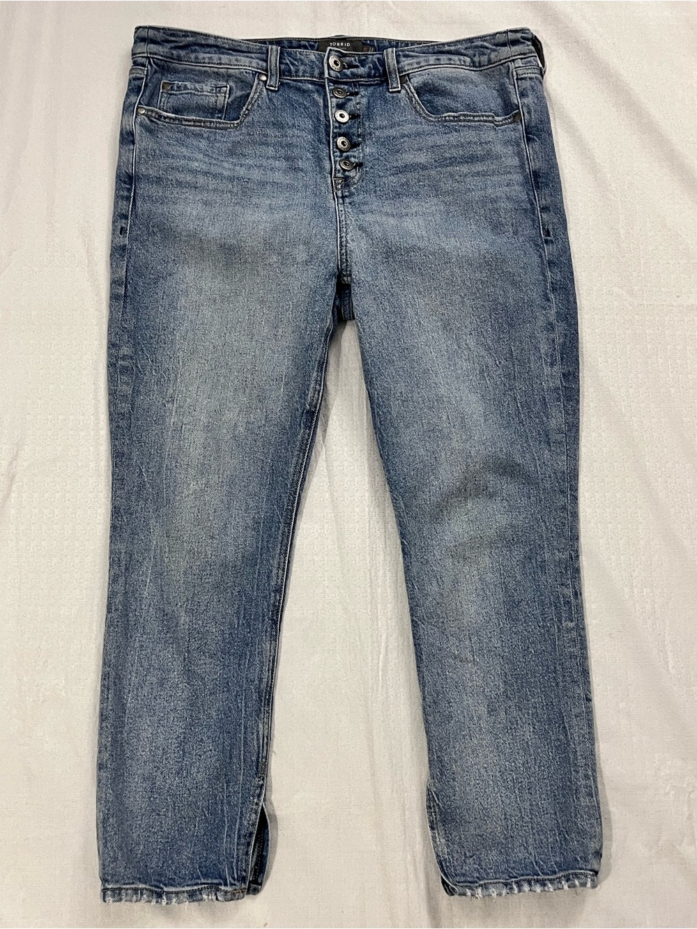 torrid Mid-Rise Button-Fly Cropped Blue Jeans size 12R